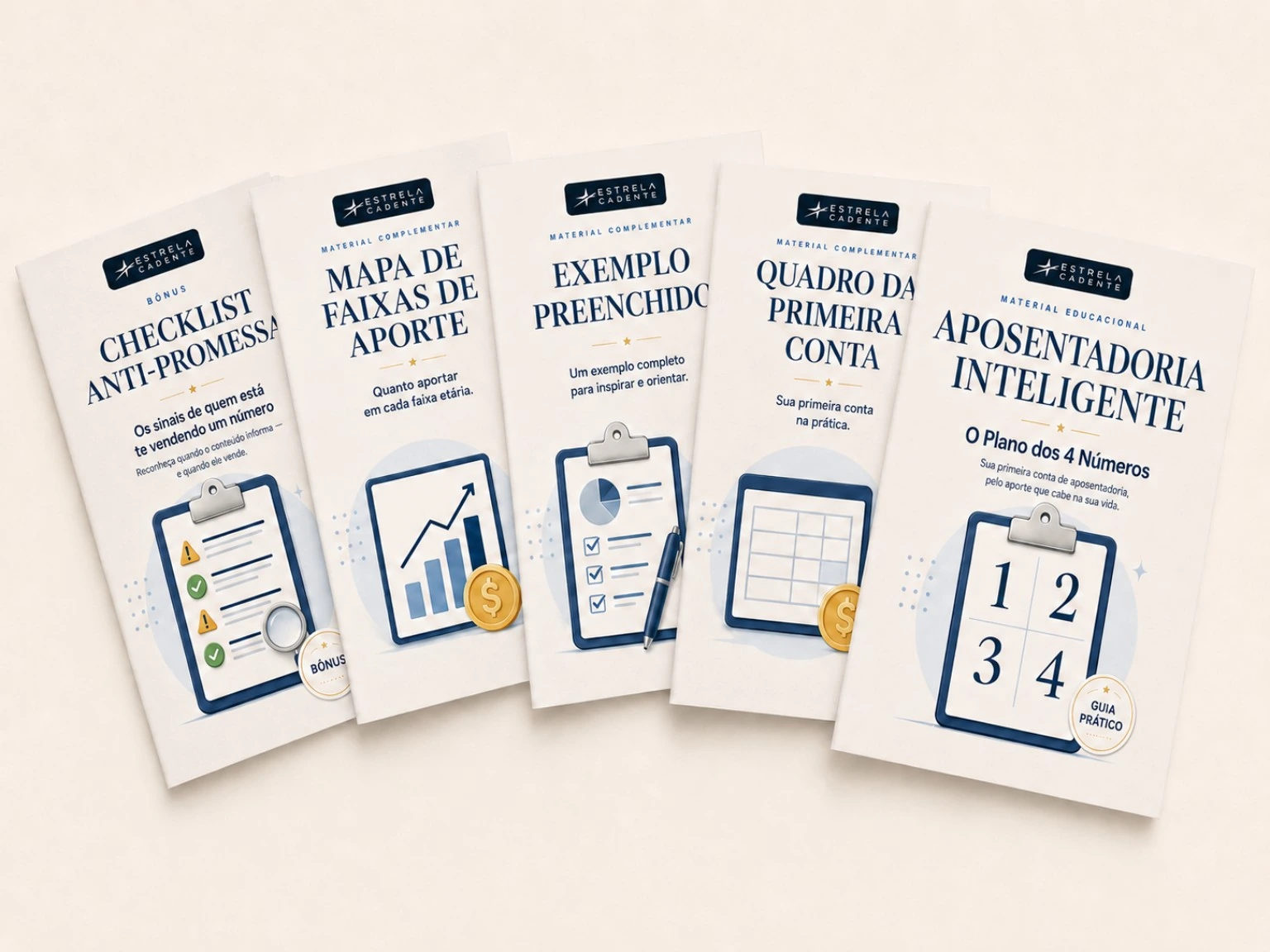 Kit do Plano dos 4 Números em leque com capas dos materiais educacionais
